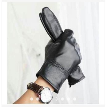 (Da cừu lót nỉ) Gang tay da thật nam Capacci