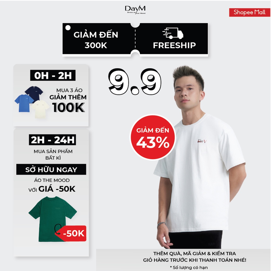 Áo thun DayM | The V - Form Âu, oversize, 100% cotton