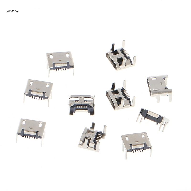 ✿ Set 10 Đầu Nối Micro USB Type B 5 Pin Female SMD 4 Chân 90 Độ