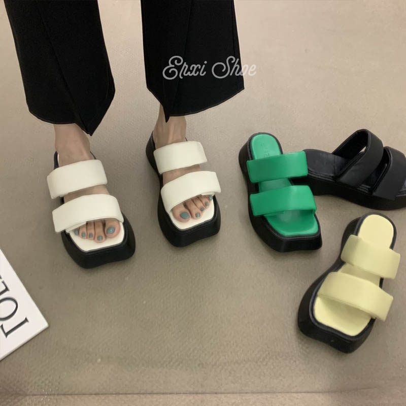 Oeggeo shop Dép Quai Dán Đế Dày Nâng Chiều Cao Cho Nữ