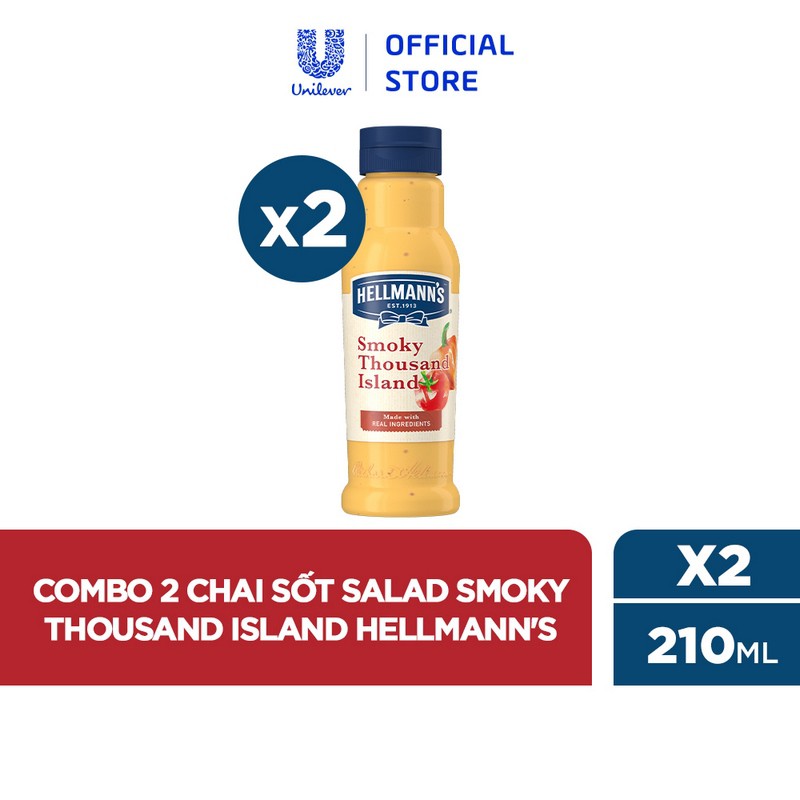 [Mã COSUI5 giảm 8% đơn 150K] Combo 2 Xốt salad Hellmann's Smoky Thousand Island 210ml