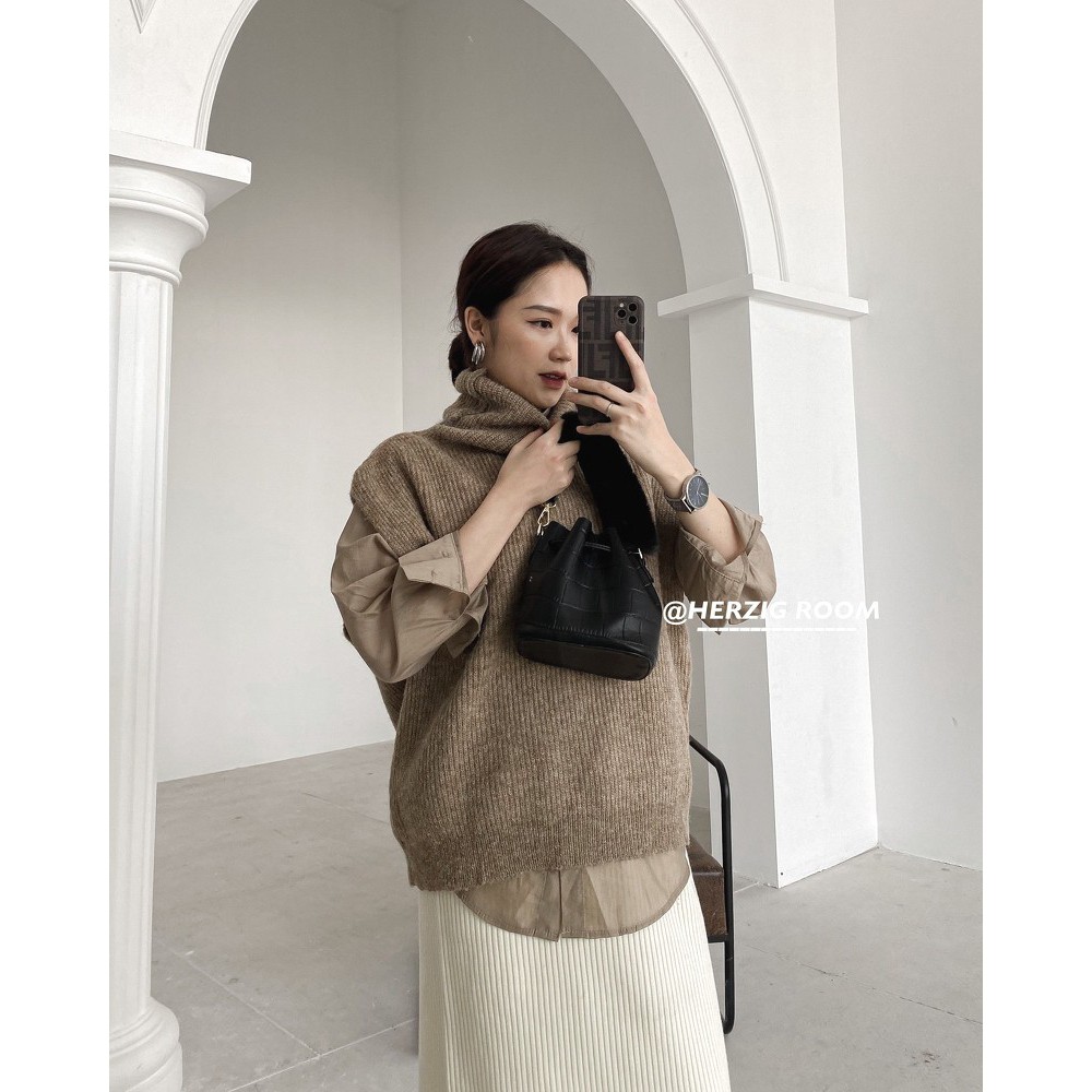 Áo gile len cổ lọ 7p - A3039 | BigBuy360 - bigbuy360.vn