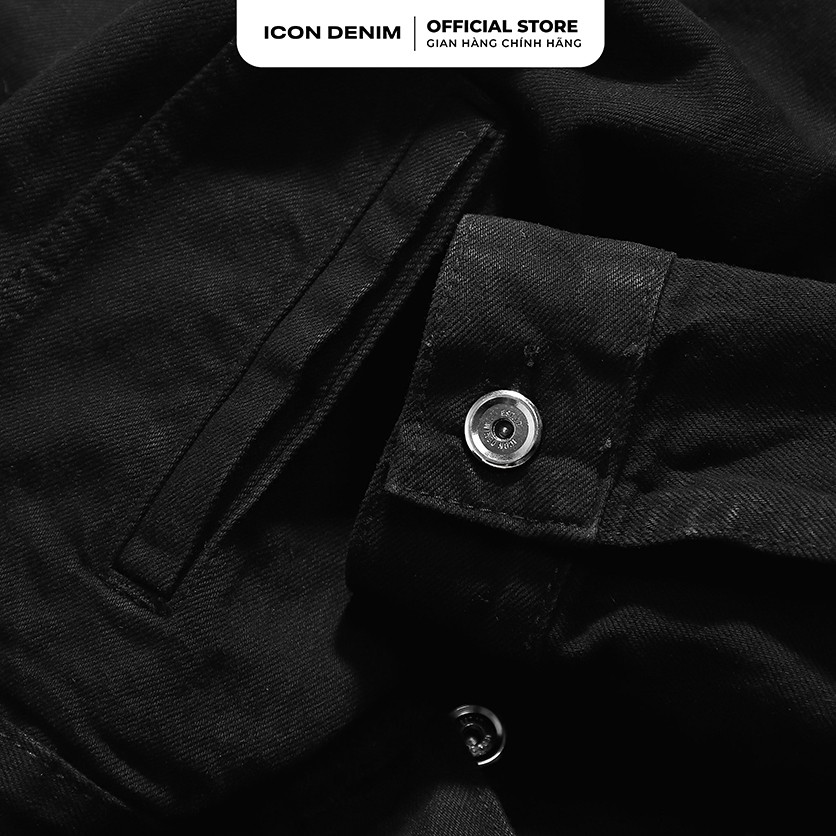 Áo Khoác Jean Nam Classic ICON DENIM All Black Chất liệu Jean Dày Dặn Thời Trang Có Túi Trong AKID0067