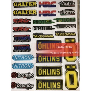 Tấm Tem Nổi Galfer,HRC,Matris,Ohlins,Nitron,CRG - dochoixemay
