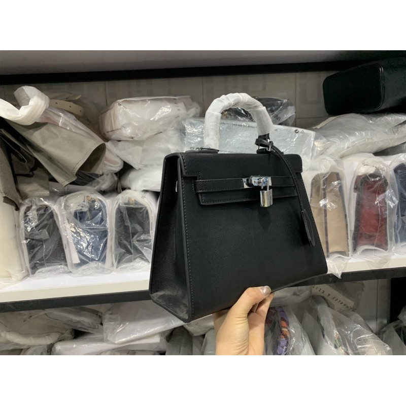 Túi Kelly tag bạc sz 25cm