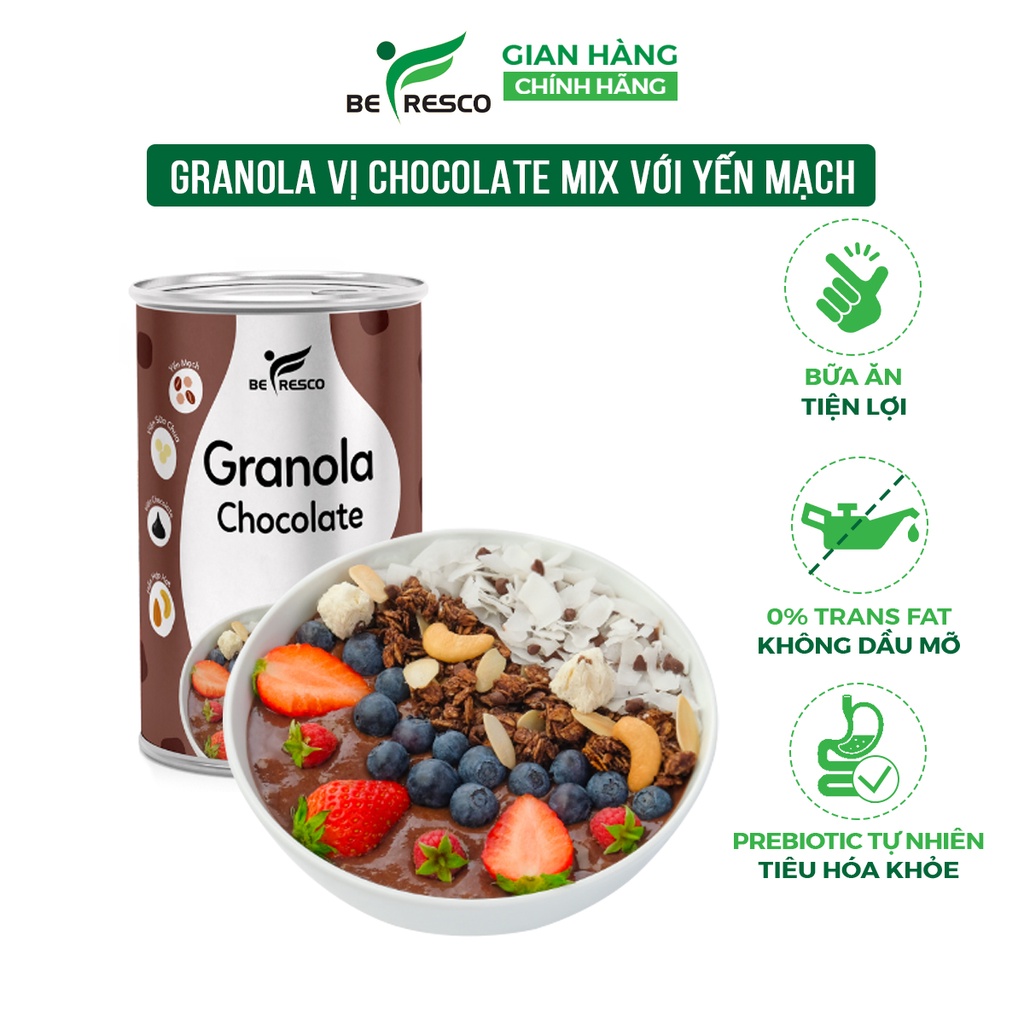 Granola ngũ cốc ăn kiêng giảm cân Befresco 300g vị chocolate kết hợp với yến mạch siêu giòn