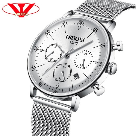 Đồng hô nam 6 kim dây lưới thép Nibosi 2331