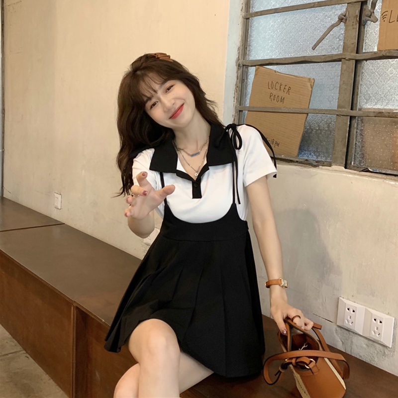 Jiashucheng Set Áo Váy Xếp Ly Phong Cách Phương Tây Ngọt Ngào Cho Nữ