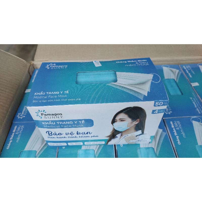 Khẩu trang Y Tế Famapro Sunny 4 lớp Hộp 50 cái chống tia UV