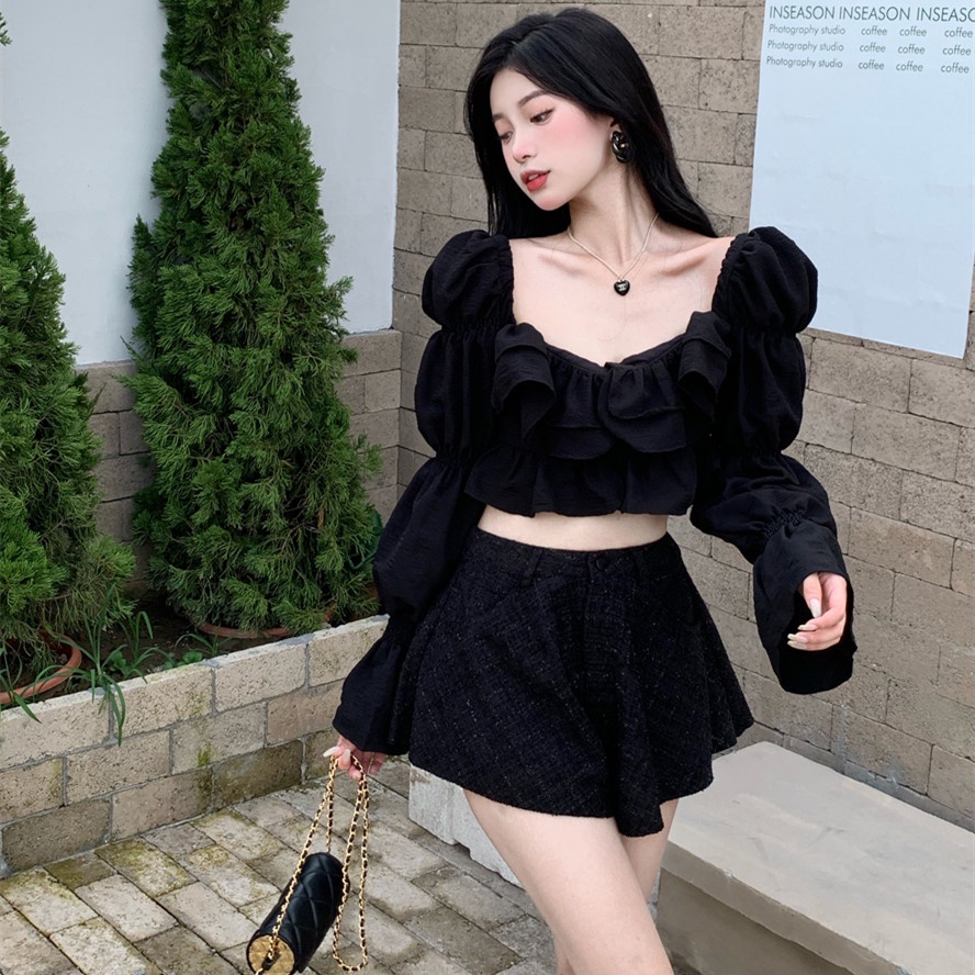 Áo Croptop Tay Dài Thiết Kế Quyến Rũ Hợp Thời Trang