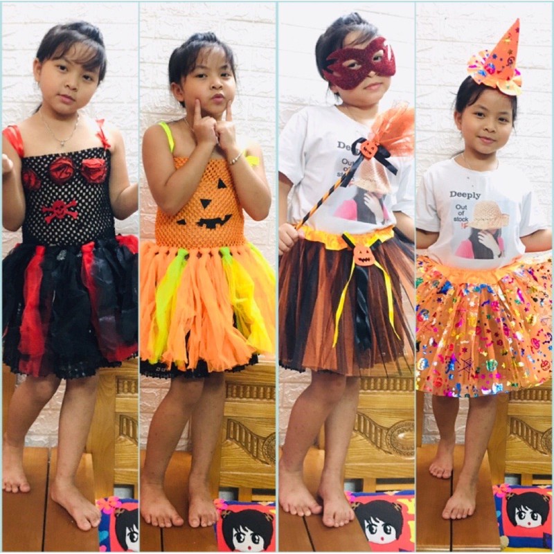 Bộ váy bí ngô hoá trang haloween/ váy mèo gấu hoá trang cosplay haloween