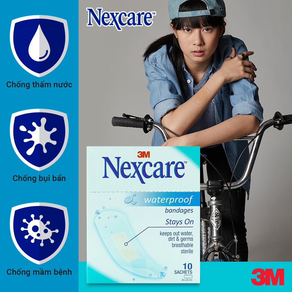 Băng Keo Cá Nhân Nexcare Waterproof Bandages Stays On Chống Thấm Nước 5 Miếng