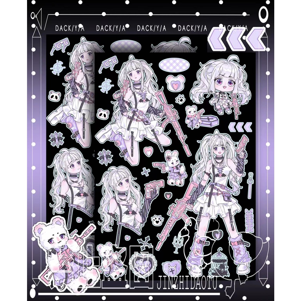 Peach 1Pcs Sweet girl Maid anime sticker 2Pcs inside pages Journal Scrapbook Decor Sticker