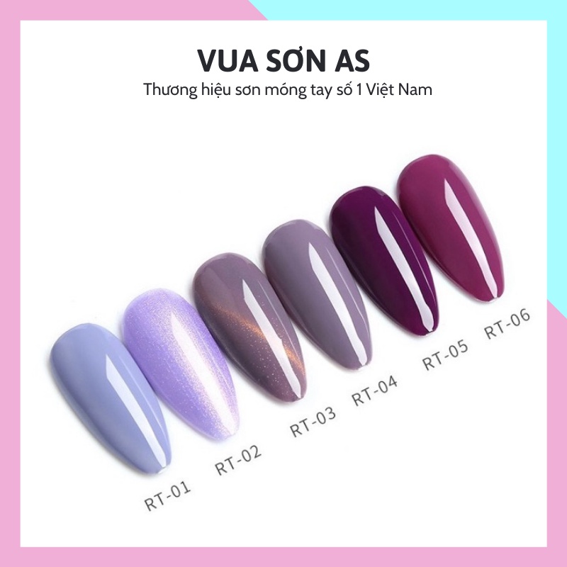 Sơn gel AS sơn móng tay gel dùng máy hơ gel sơn nail tone tím các mã đậm nhạt tím mắt mèo VUA SƠN AS mã RT 15ml