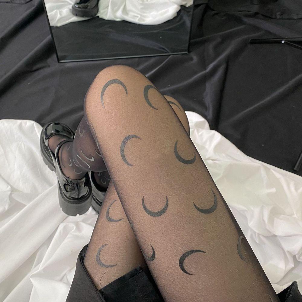 Quần Tất Không Đường May Thoáng Khí Màu Trắng Đen Phong Cách Lolita