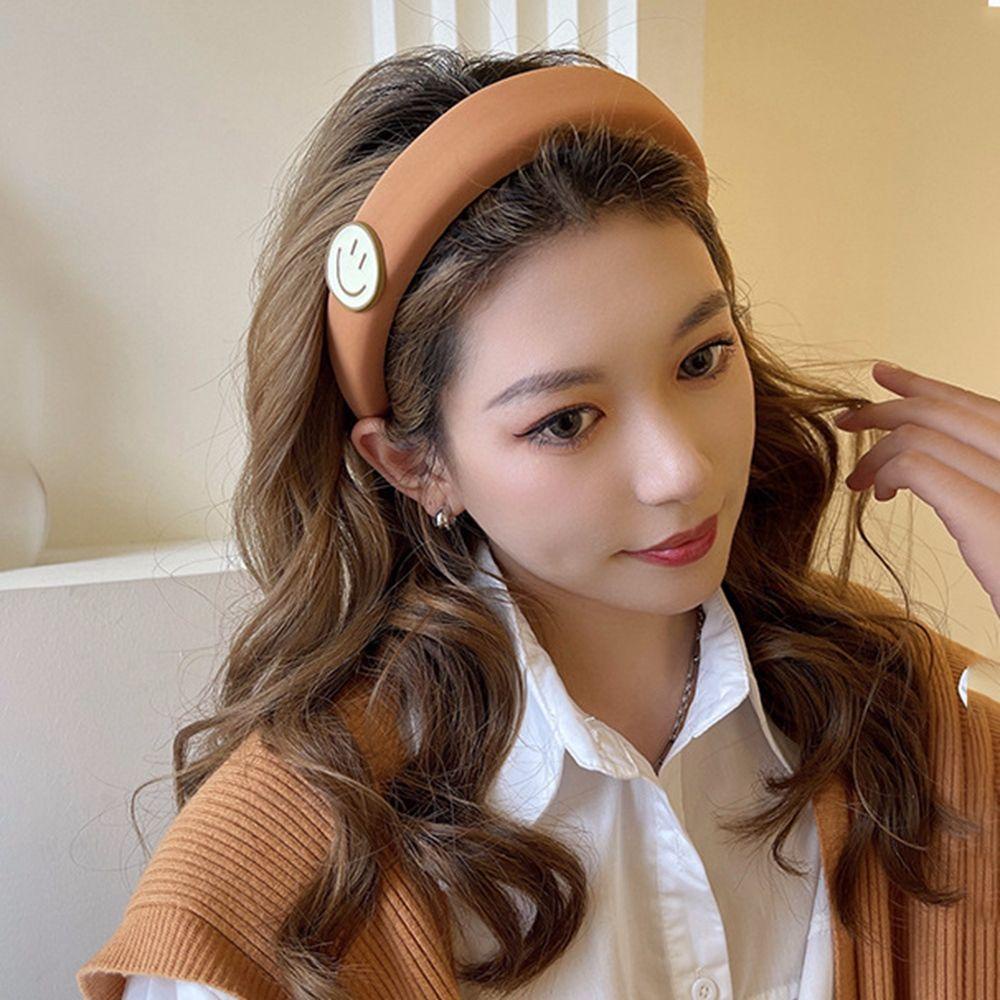 Băng Đô Cài Tóc Bằng Xốp Resin Dày Rửa Mặt Hình Mặt Cười Dễ Thương Cho Bạn Gái