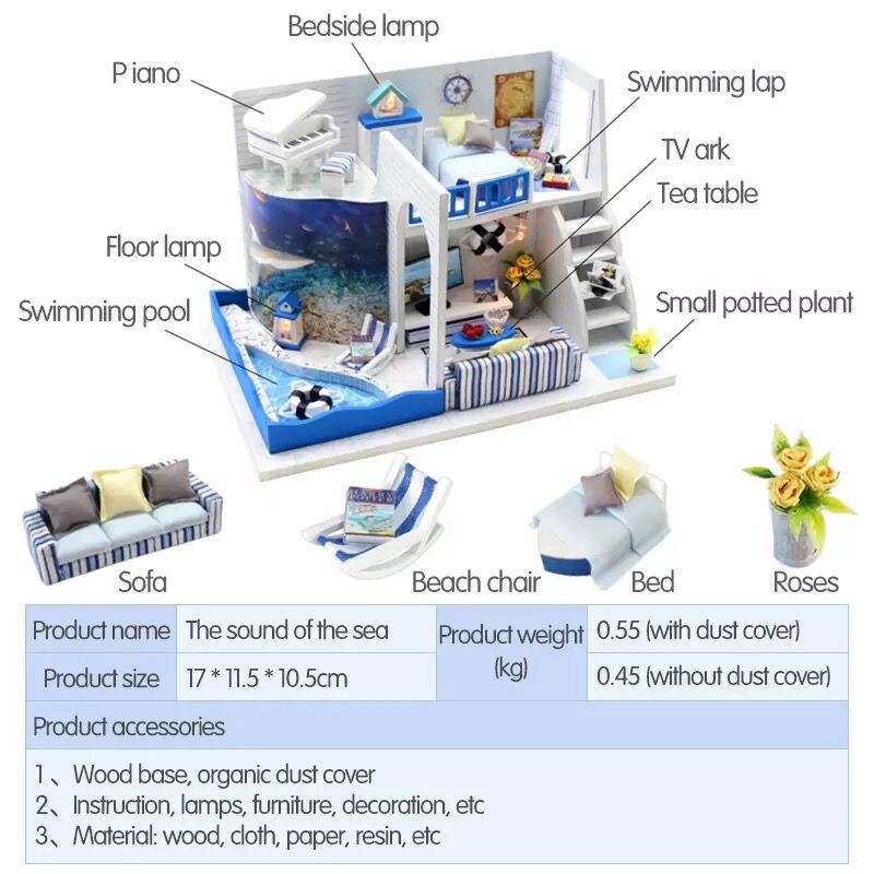 Mô hình nhà gỗ DIY bao gồm cả che bụi M040