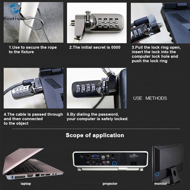 Khóa máy tính laptop mật khẩu 4 số chống trộm tiện dụng