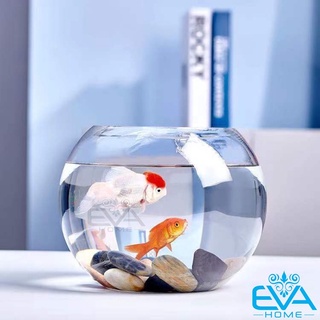 Hồ Cá Thuỷ Tinh Tròn Bầu 10 x 8 Cm T07 Tặng Kèm Sỏi Và Rong Trang Trí