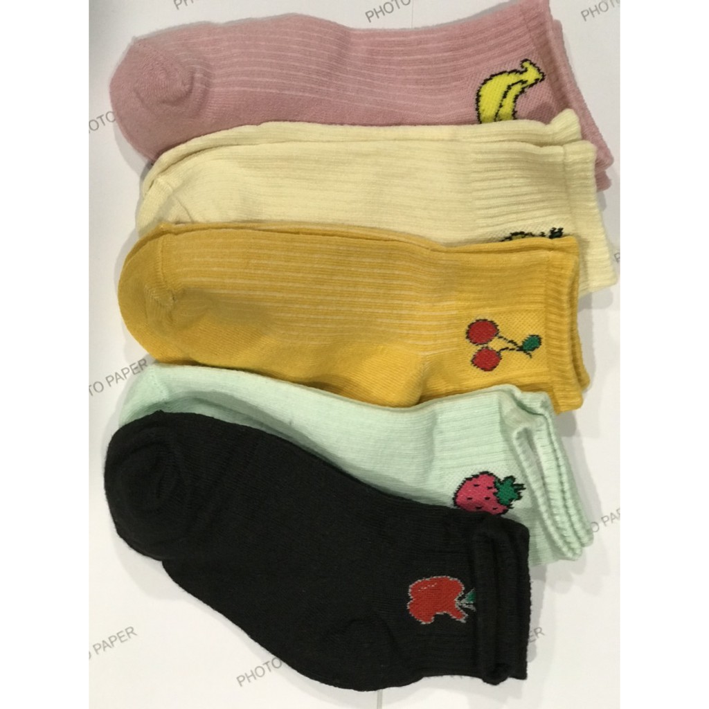 Combo 5 đôi tất nữ cổ ngắn hình hoa quả siêu dễ thương, thời trang