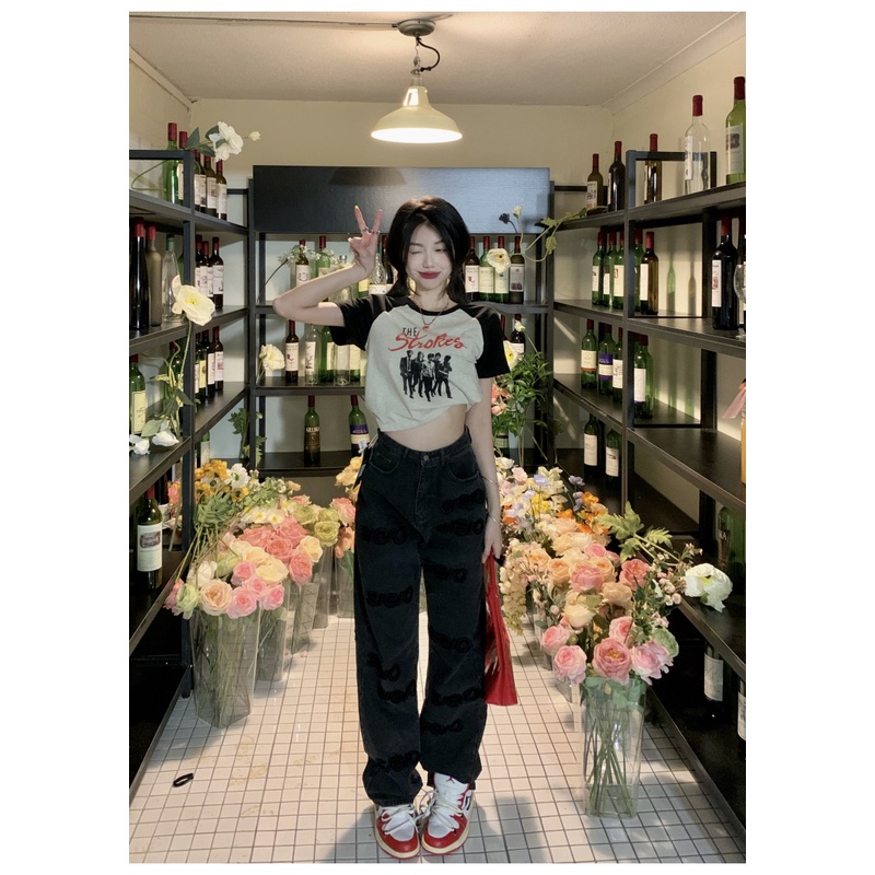 Áo Thun Ngắn Dáng Ôm In Họa Tiết Kiểu Retro Thời Trang Mùa Hè Cho Nữ