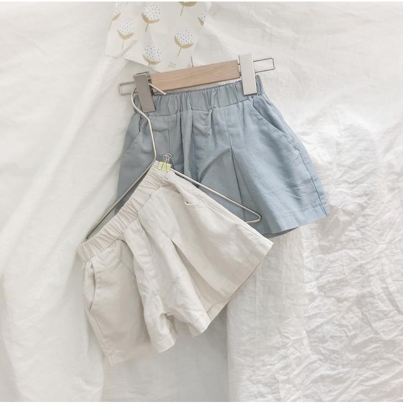 Quần Short Vải Lanh Cotton Ống Rộng Thời Trang Năng Động Dành Cho Trẻ