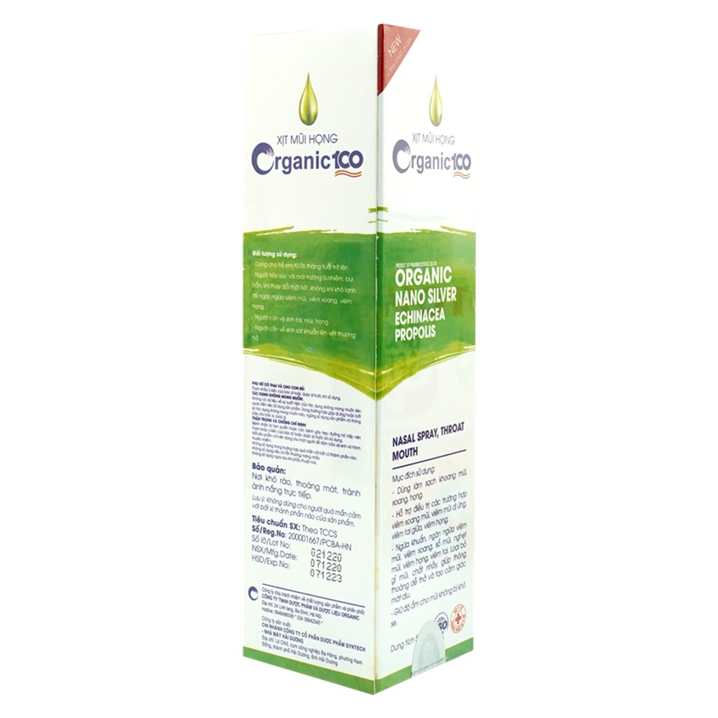 Xịt  mũi  họng cho bé Organic 100