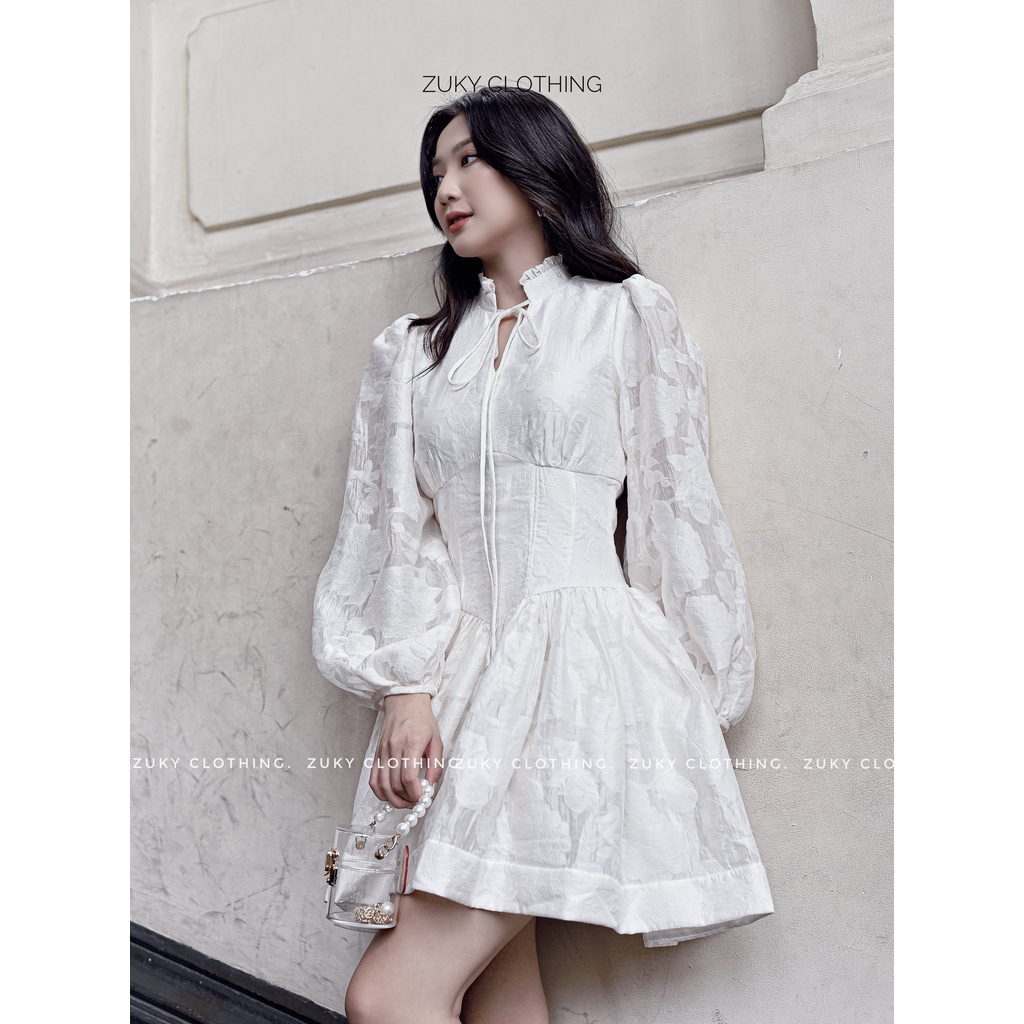 ZUKY Đầm 𝐴𝑙𝑦𝑠 𝐷𝑟𝑒𝑠𝑠 voan tơ ép keo nguyên đầm foem xòe check eo tiểu thư phù hợp tiệc dạo phố đi làm