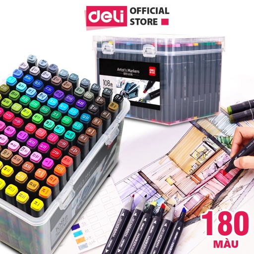 Marker phiên bản cao cấp hai đầu chuyên nghiệp Deli - Bút marker chuyên sử dụng vẽ Anime - 70800