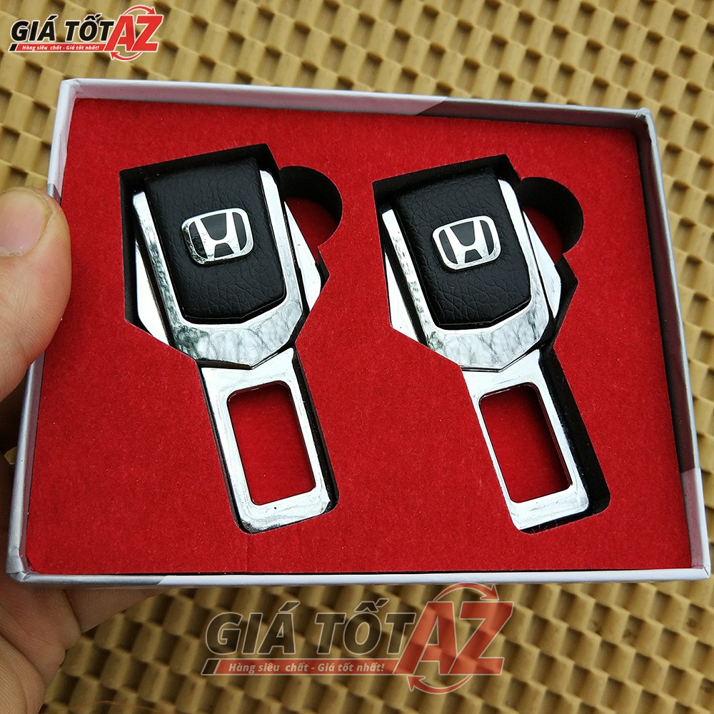 Bộ 2 Chốt ngắt cảnh báo thắt đai an toàn xe ô tô - Logo H.O.N.D.A loại bọc da cao cấp