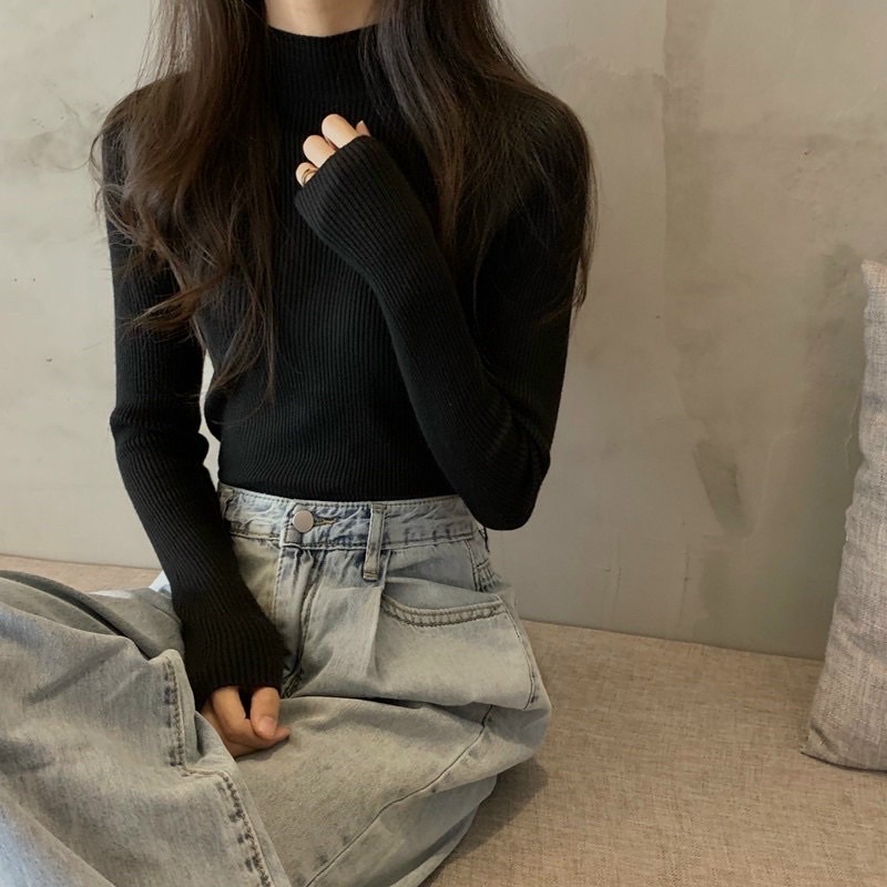 [Ảnh Thật] ÁO THUN CỔ CAO TAY DÀI ÔM BODY THU ĐÔNG- ÁO THUN CỔ CAO TRƠN DỄ PHỐI ĐỒ CHIZISHOP TD010