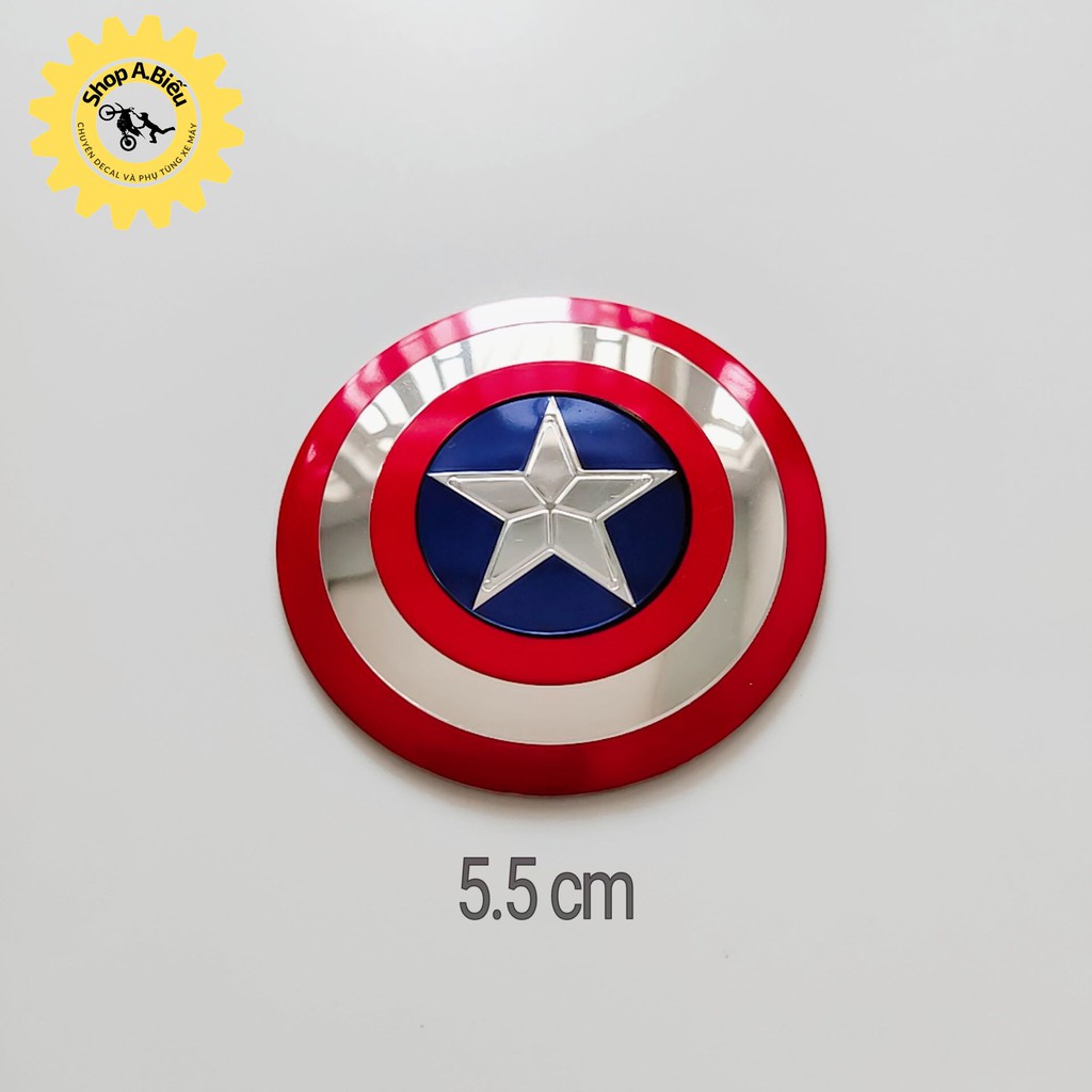 TEM DECAL NHÔM HÌNH KHIÊN CAPTION AMERICA