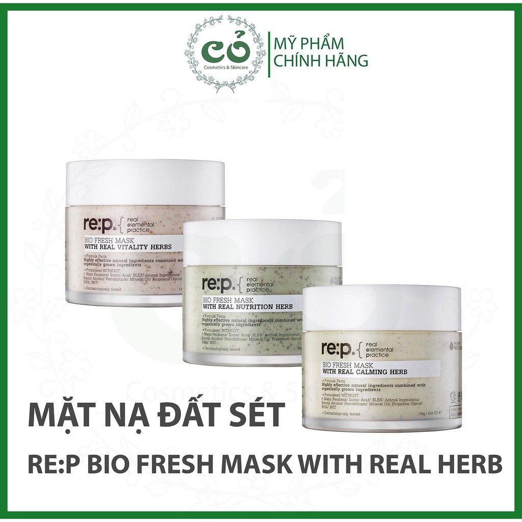 Mặt Nạ Đất Sét RE:P Giảm Mụn Và Se Khít Lỗ Chân Lông REP Bio Fresh Mask With Real Herbs 130g