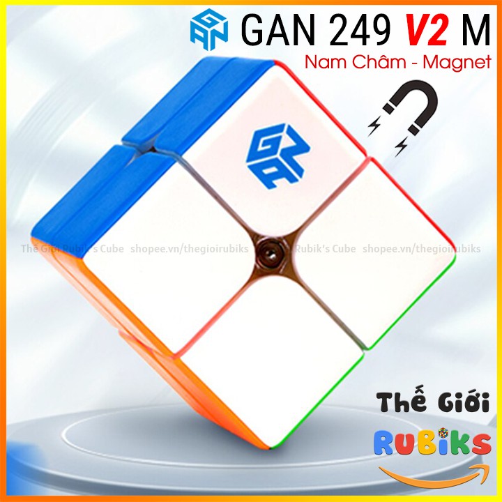 Rubik GAN 249 V2 M 2x2 Có Nam Châm - Siêu phẩm GAN249 M V2 Sticker &amp; Stickerless