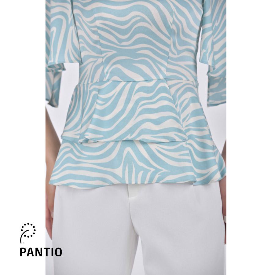 FAS32954 - Áo sơ mi lụa ngắn tay hoạ tiết vằn - PANTIO