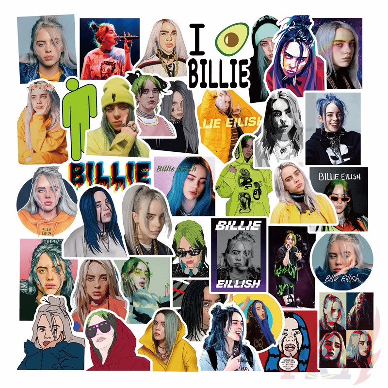 ❉ Billie Eilish Series 06 - Pop Singer Superstar Stickers ❉ 50Pcs/Set DIY Fashion Mixed Doodle Decals Stickers