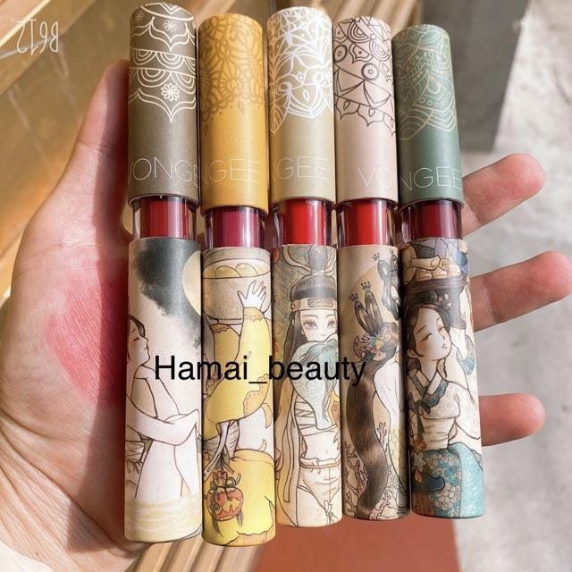 Hộp 5 son kem cổ trang VONGEE vỏ vàng KB K214 | BigBuy360 - bigbuy360.vn