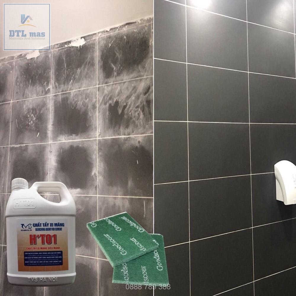 Tẩy xi măng trên nền gạch. Tẩy xi măng H + T 01 Chai 1.8L