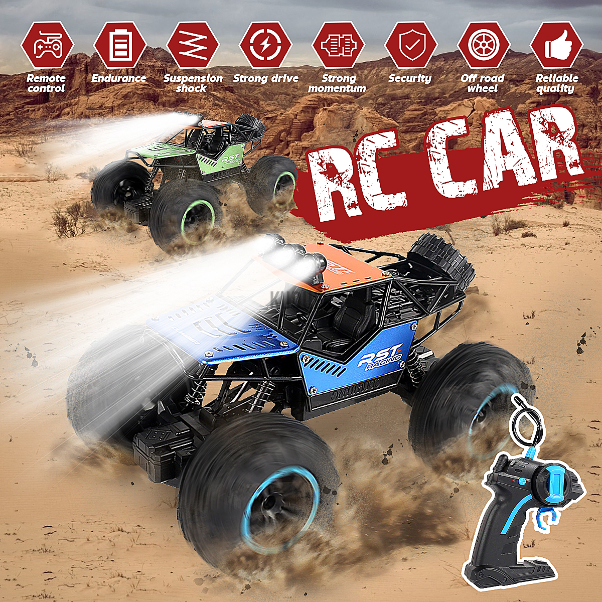 RC ROCK CRAWLER Bộ Xe Địa Hình Đồ Chơi Điều Khiển Từ Xa Cho Bé