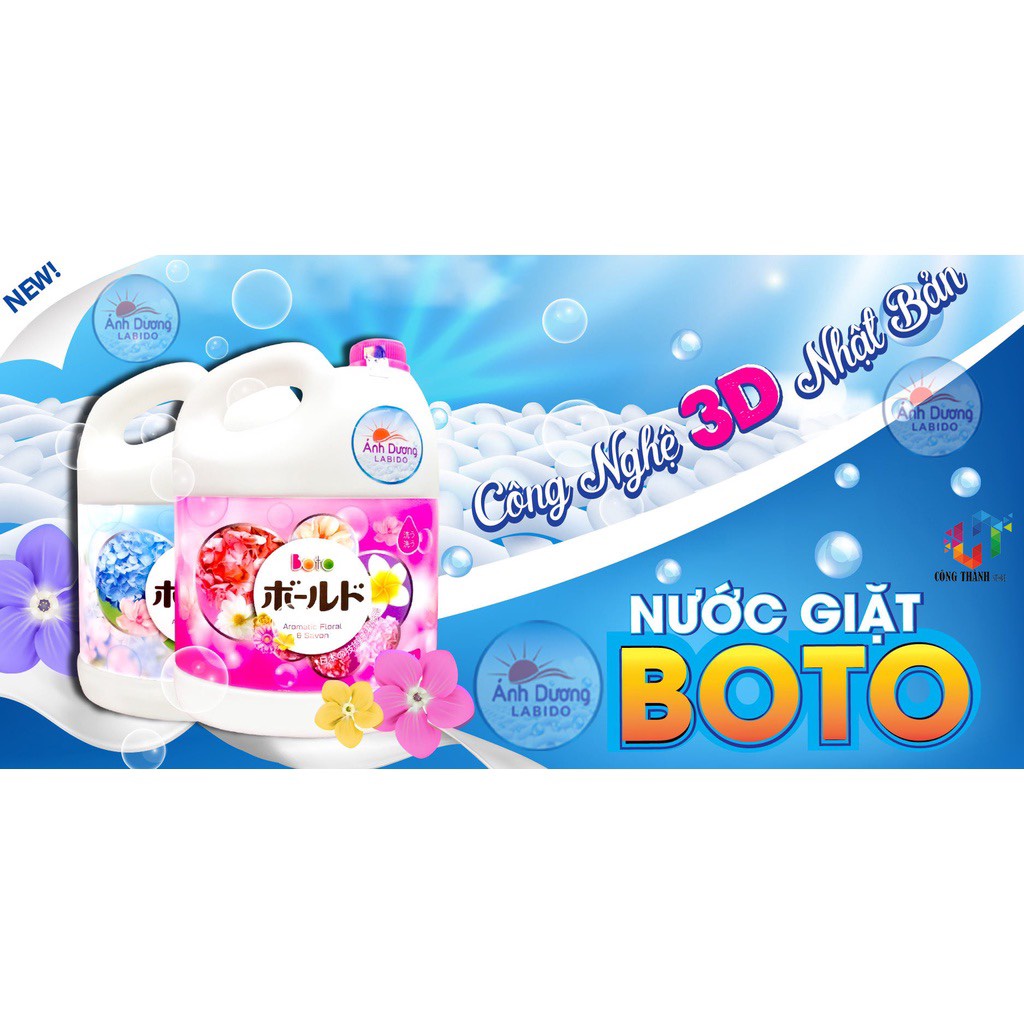 Combo 2 Can Nước Giặt Boto, Nước Giặt Ánh Dương Công Nghệ 3D Nhật Bản Giữ Màu Dung tích 3,6 lít