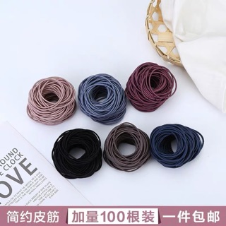 gói 100 chun buộc tóc đủ sắc màu.