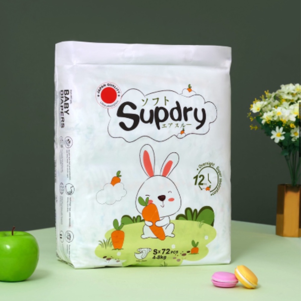 Bĩm Tả Quần Tã Dán Nội Địa Trung Supdry Size NB80/S72/M66/L50/M58/L52/XL46/XXL42/XXXL40 Siêu Thấm Hút Thoáng M