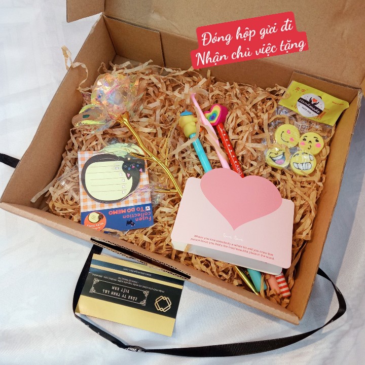 Hộp quà học sinh sinh viên 9 món giá dưới 99k dành tặng sinh nhật, 20/10, 8/3 và các dịp đặc biệt (mix sẵn như hình)