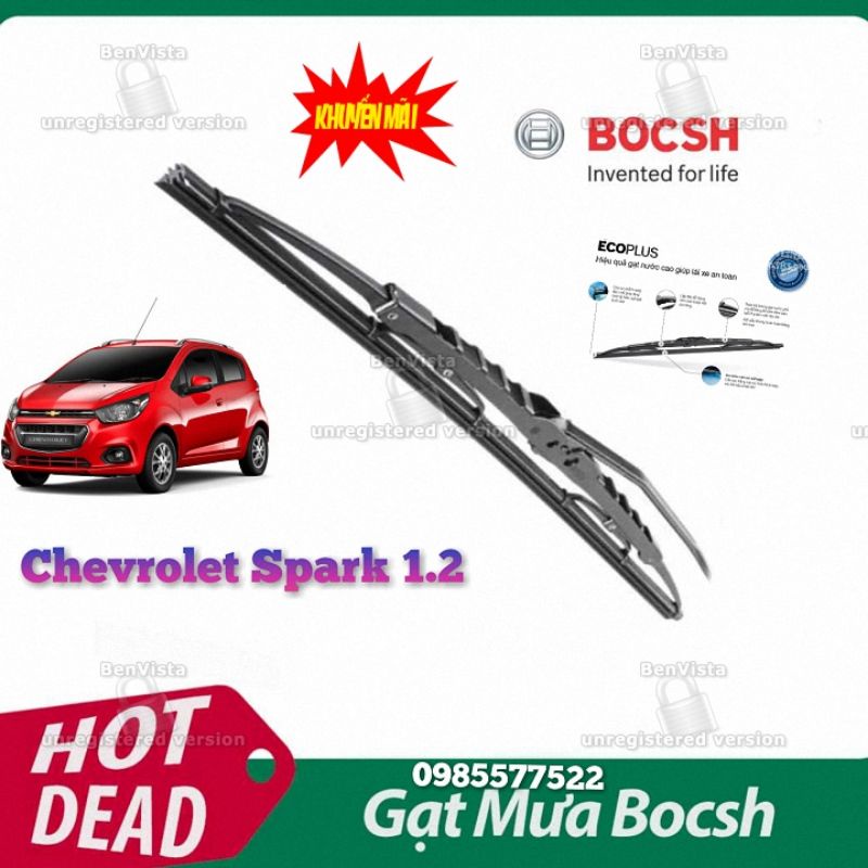 Bộ 2 cây gạt mưa Chevrolet Spark 1.2Eco 2017-2018. Boch Ecoplus xương sắt 24x16 inch