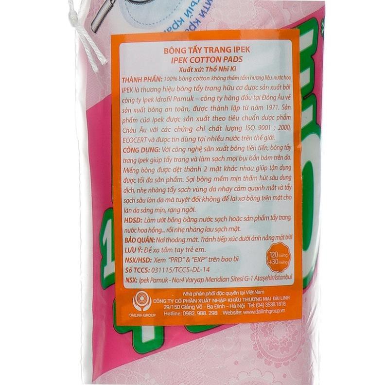Bông Tẩy Trang Ipek Klasik Cotton  Pads  Thổ Nhĩ Kỳ 150 miếng - 100%cotton