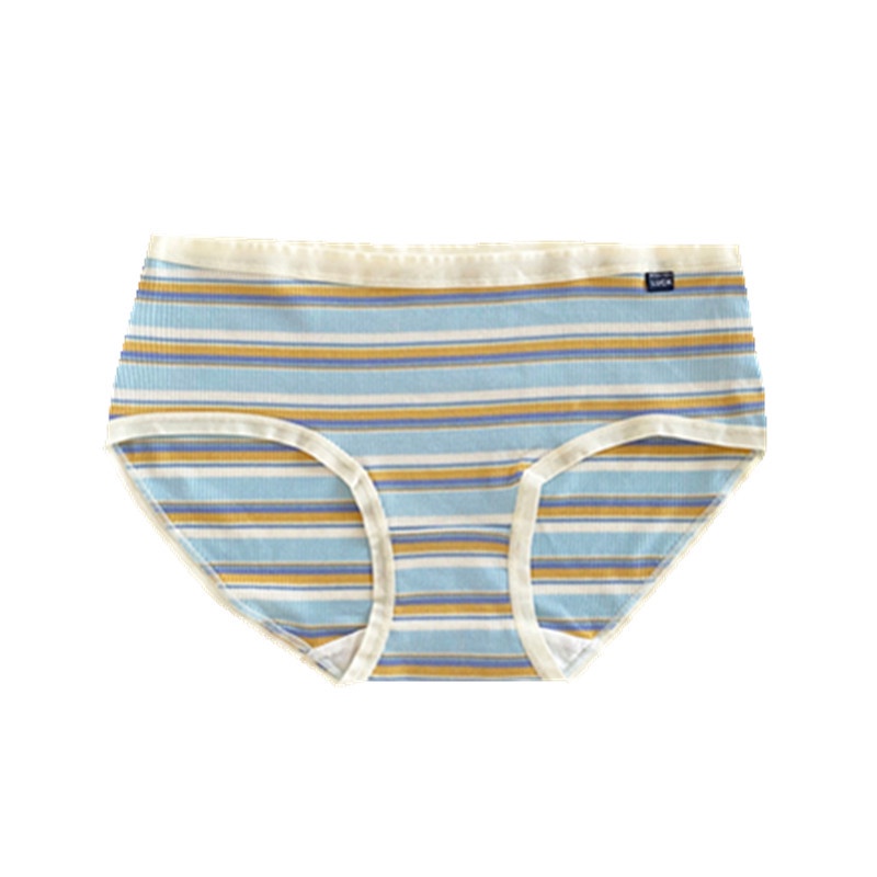 Quần Lót cotton Mềm Mại Lưng Vừa Thoáng Khí Kẻ Sọc Cầu Vồng Phong Cách Nhật Bản Cho Nữ