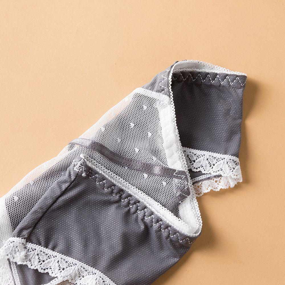 Quần Lót Cotton Phối Ren Co Giãn Họa Tiết Chấm Bi Gợi Cảm Cho Nữ