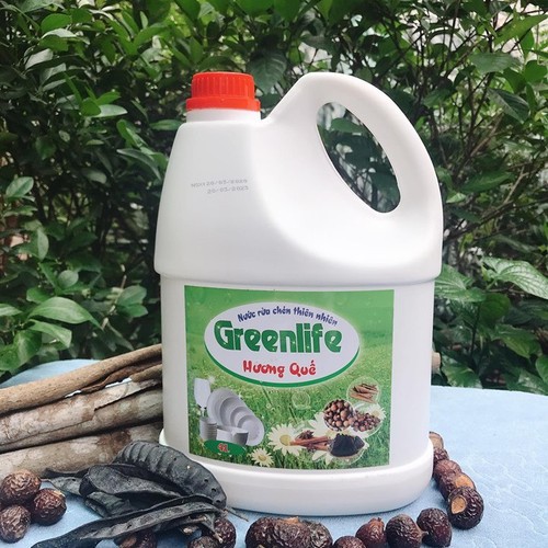 [CHÍNH HÃNG] Nước rửa chén sinh học Greenlife hương quế - YADAH - Can 4l nguyên liệu thiên nhiên an toàn cho gia đình