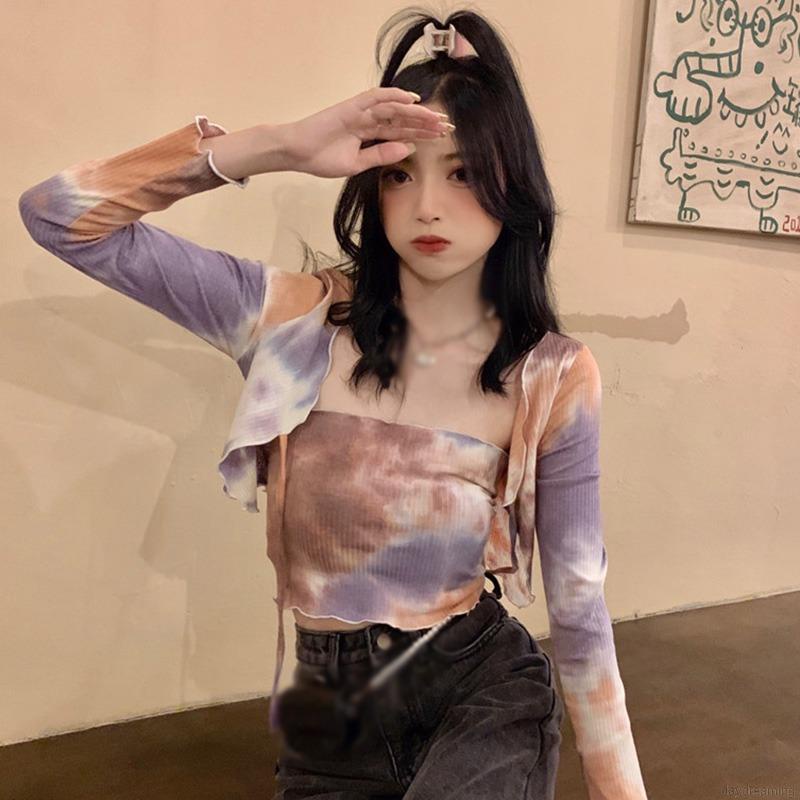 Áo Khoác Lửng Màu Nhuộm Thời Trang Mùa Thu Cho Nữ