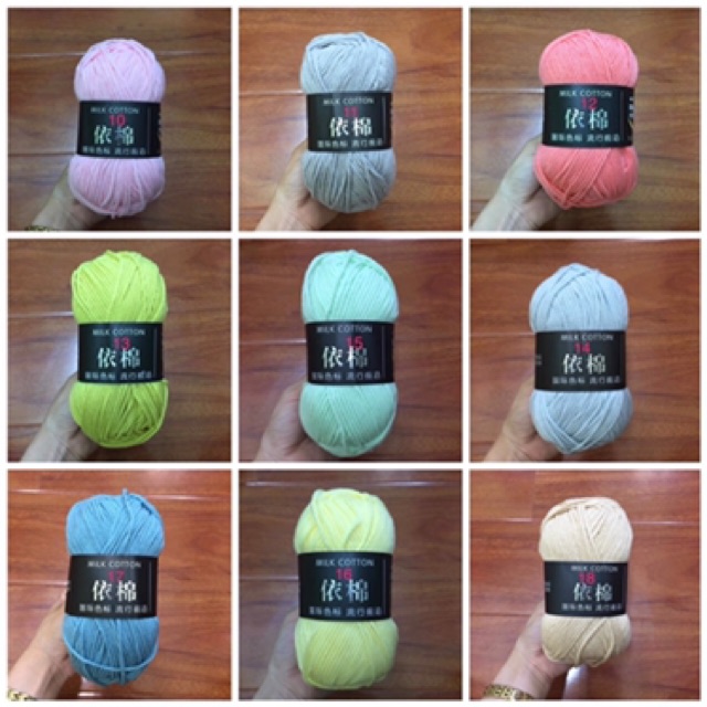 Len Milk Cotton baby bảng màu 1. Cuộn Len Sợi Cotton